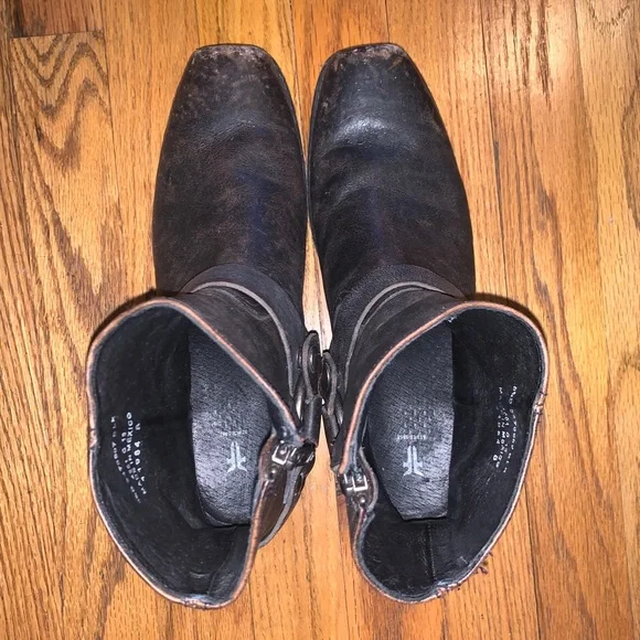 Frye dark brown soft durable leather motorcycle boots - Picture 4 of 6